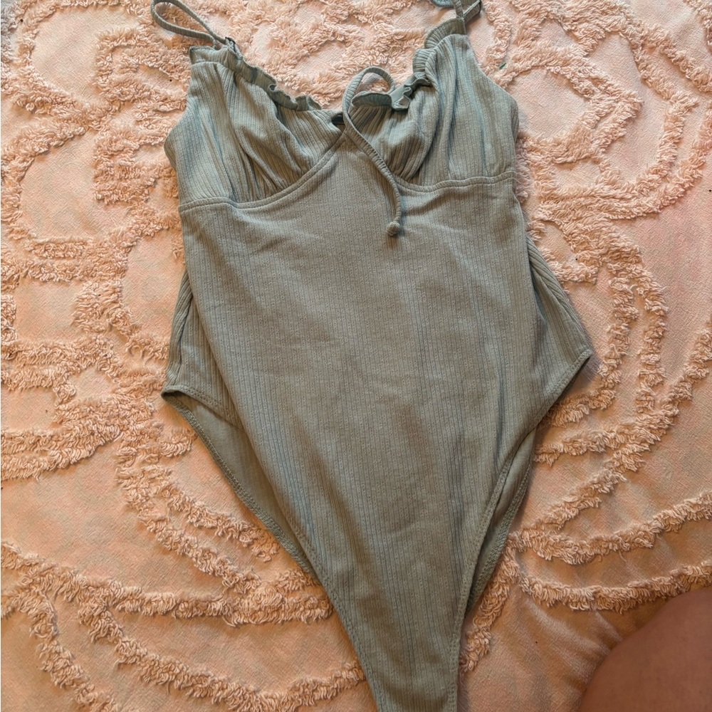 wild fable Ribbed Bodysuit in Sage Green